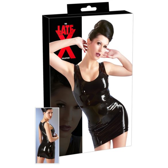 Rochie mini fără mâneci din latex (negru)