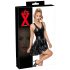 Rochie mini din latex cu fustă plisată (negru)