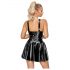 Rochie mini din latex cu fustă plisată (negru)