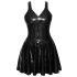 Rochie mini din latex cu fustă plisată (negru)