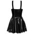 Rochie mini din latex cu fustă plisată (negru)