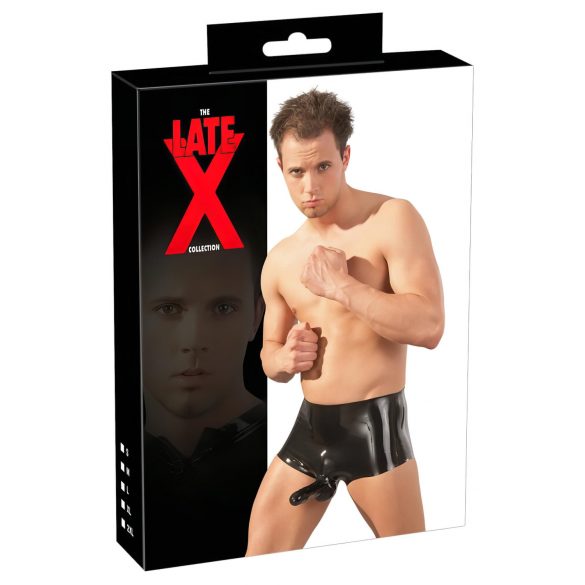 LATEX - boxer cu înveliș pentru penis (negru)