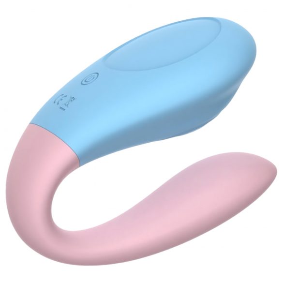 Vibrator pentru cupluri Mrow 03, rezistent la apă, cu acumulator (albastru-roz)