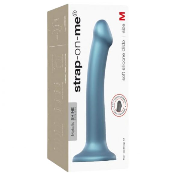 Strap-on-me Metallic Shine M - dildo prietenos cu pielea (albastru metalic)