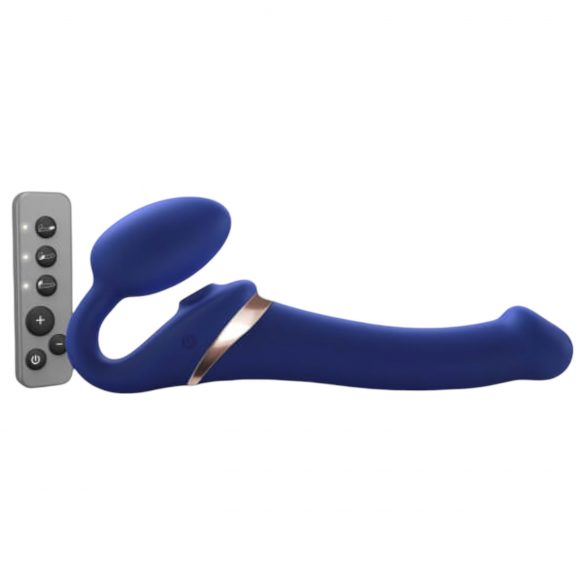 Strap-on-me M - vibrator cu prindere și unde de aer (albastru)