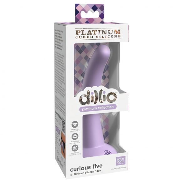 Dillio Curious Five - dildo din silicon cu ventuză (15cm) - mov