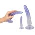 Crystal Clear - set de antrenament anal cu dildo - 3 piese (translucid-albastru)