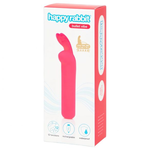 HappyRabbit Bullet - vibrator tip baston cu iepuraș, reîncărcabil (roz)