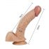 Lovetoy Real Extreme - dildo cu bază și testicule pentru punctul G - 21cm (natur)