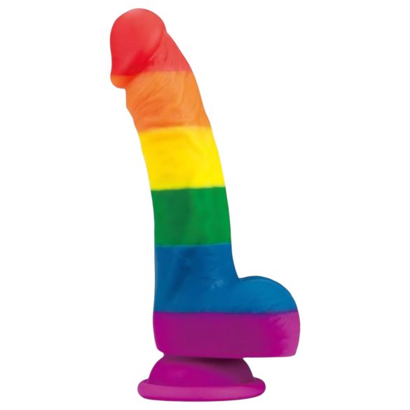 Lovetoy Prider - dildo din silicon lichid realist - 19cm (curcubeu)