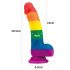 Lovetoy Prider - dildo din silicon lichid realist - 19cm (curcubeu)