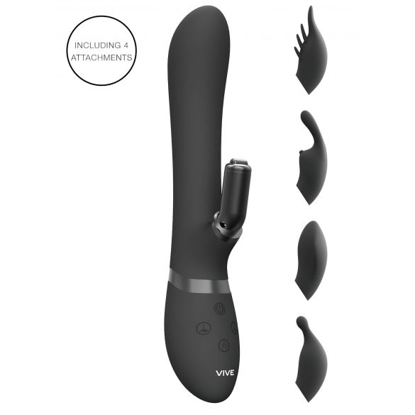 Vive Chou - Vibrator cu braț pentru clitoris 4 în 1 (negru)