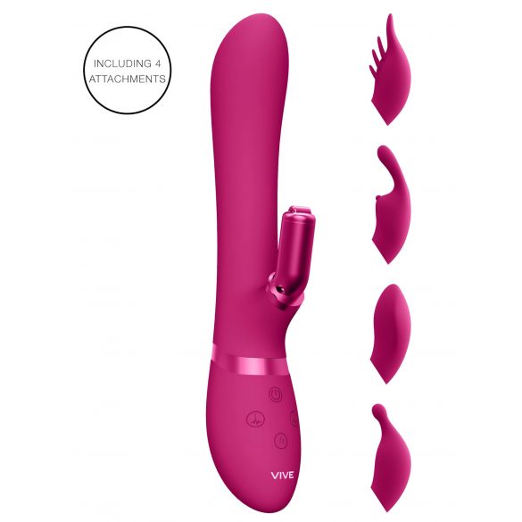 Vive Chou - vibrator clitoridian cu cap interchangeabil și acumulator (roz)