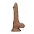 RealRock 7 - dildo realist cu testicule (17cm) - maro închis