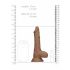 RealRock 7 - dildo realist cu testicule (17cm) - maro închis