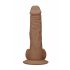 RealRock Dong 9 - dildo realist cu testicule (23cm) - nuanță naturală închisă