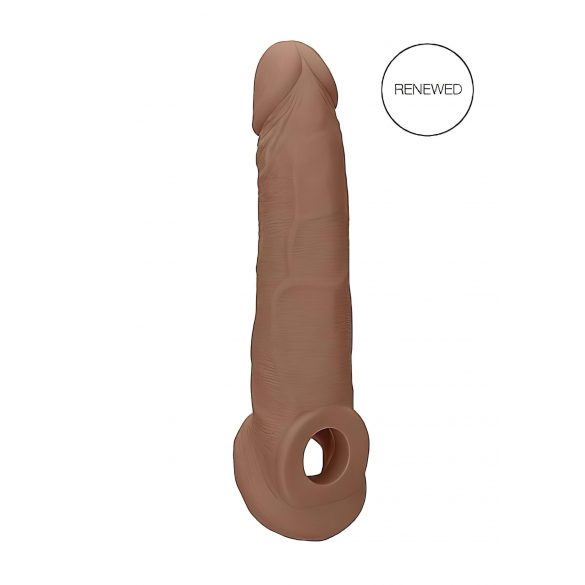 RealRock Manșon pentru penis 9 - (21,5 cm) - culoare naturală întunecată