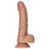 Dildo RealRock cu ventuză și testicule - 15,5 cm (natur închis)