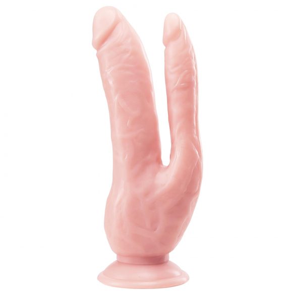 Dr. Skin 8 - Dublu Dildo cu Bază Aderentă (natur)