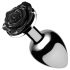 Booty Sparks Black Rose - Plug anal din aluminiu 79g (argintiu-negru)