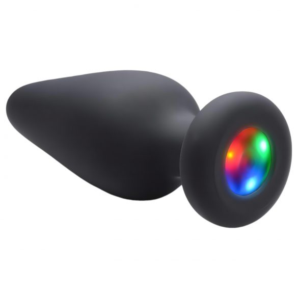 Plug anal luminos din silicon (negru) - Booty Sparks