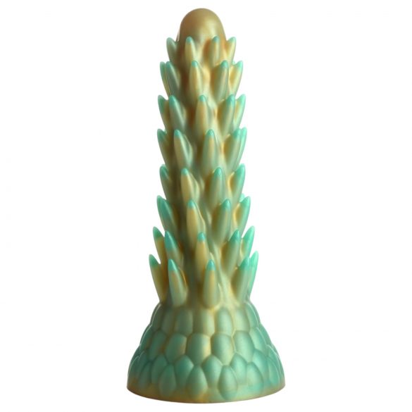 Dildo silicon cu textură stegosaurus - 20 cm (verde)