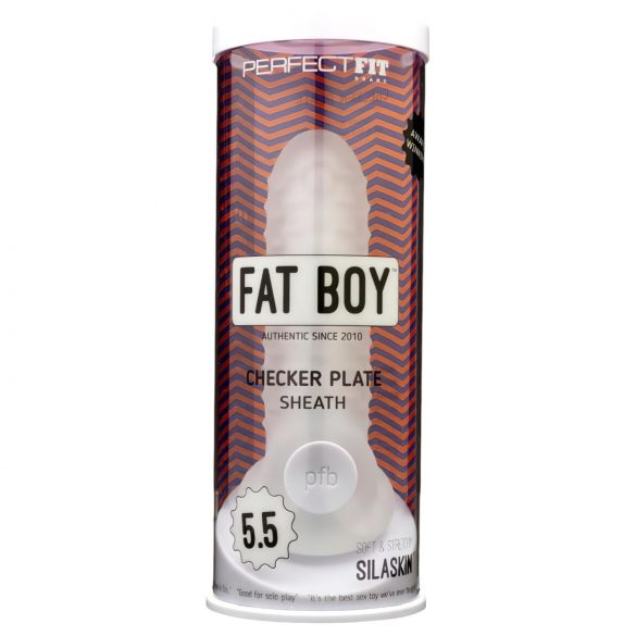 Husa penis Fat Boy Checker - alb (15cm)