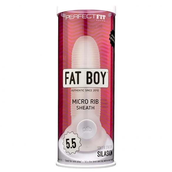 Fat Boy Micro - Ribbed - Husă pentru penis (15cm) - Alb crem