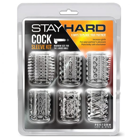 Stay Hard - Set de manșete pentru penis - transparent (6 buc)