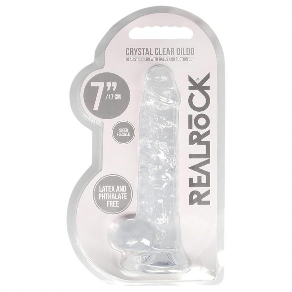 Dildo realist transparent RealRock - clar ca apa (17cm)