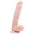 Dildo mare cu ventuză și testicule Easytoys (26,5cm) - natural