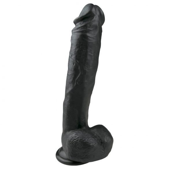 Dildo mare cu ventuză și testicule - Easytoys - 26,5cm - negru