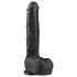 Easytoys - dildo mare cu ventuză și testicule (29,5cm) - negru