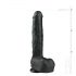 Easytoys - dildo mare cu ventuză și testicule (29,5cm) - negru