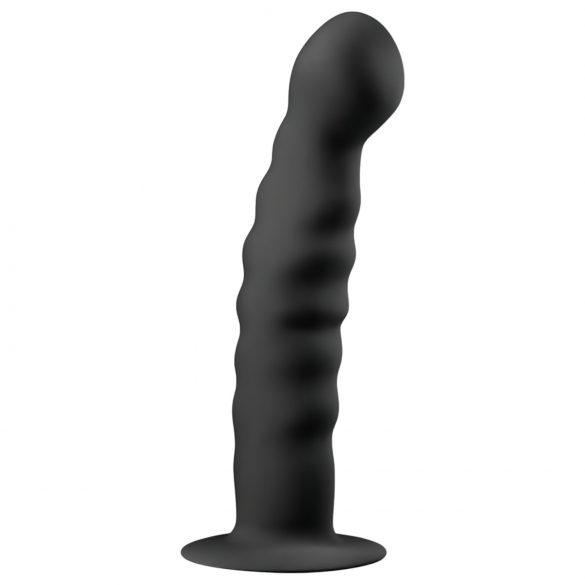 Dildo anal cu ventuză striat Easytoys (14 cm) - negru