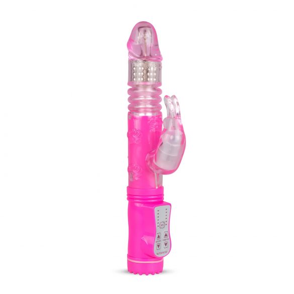 Vibrator Easytoys cu perle rotative și funcție de împingere, pentru clitoris, roz