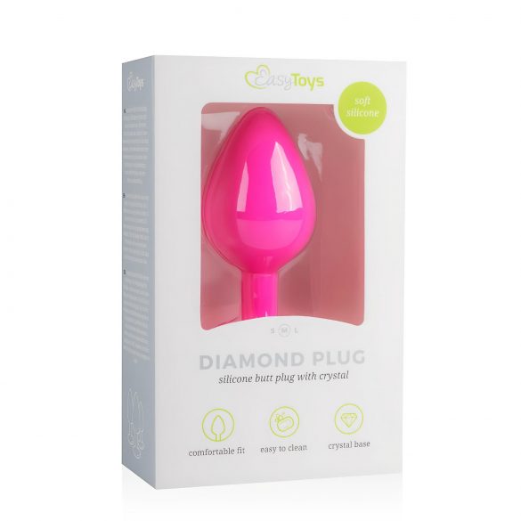 Easytoys Diamond - dop anal cu piatră albă (mediu) - roz