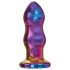 Glamour Glass - vibrator anal din sticlă, cu telecomandă - ondulat (colorat)