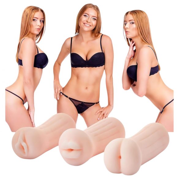 Fata de alături Tina - set masturbator realist (culoare naturală)