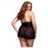 BACI Plus Size - babydoll de dantelă cu guler halter - negru (XL-XXL)