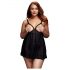 BACI Plus Size - babydoll cu buline deschis - negru (XL-XXL)