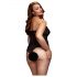 BACI Plus Size - body transparent cu guler, negru (XL-XXL)