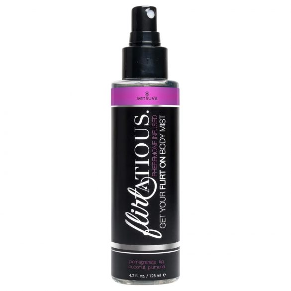 Sensuva Flirtatious - spray corporal cu feromoni - rodie și cocos (125ml)