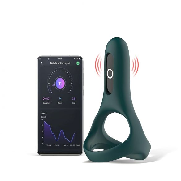 Inel vibrator pentru penis Magic Motion Rise, inteligent cu acumulator - verde